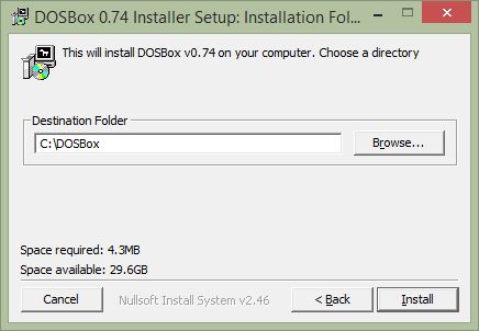 Die Installation der DOSBox ist in wenigen Sekunden erledigt. Kein Wunder: Sie ist kleiner als 5 MByte.